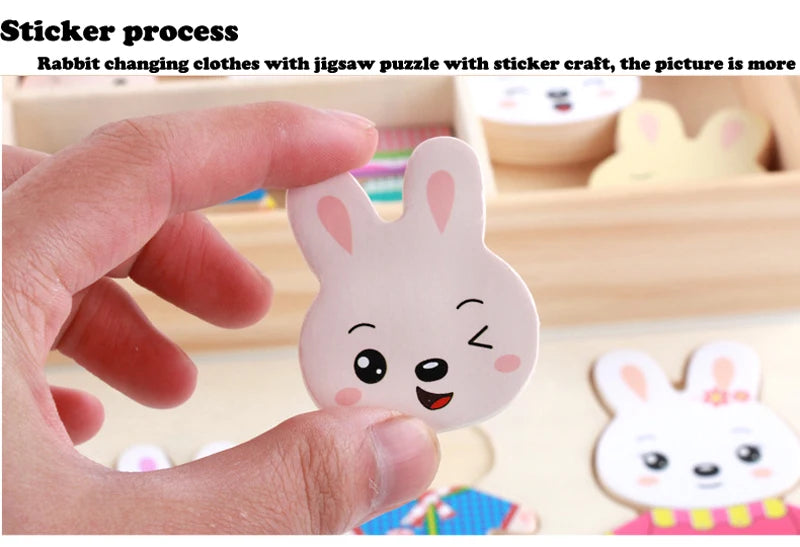 Wooden Bear Family Dress-Up Puzzle Toy – Montessori Learning Fun