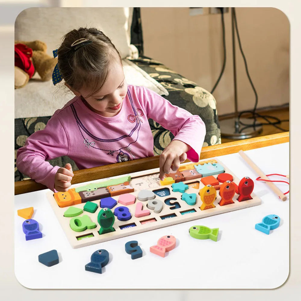 Magnetic Fishing Toy – Montessori Wooden Learning Board for Kids