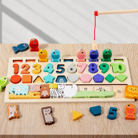 Magnetic Fishing Toy – Montessori Wooden Learning Board for Kids