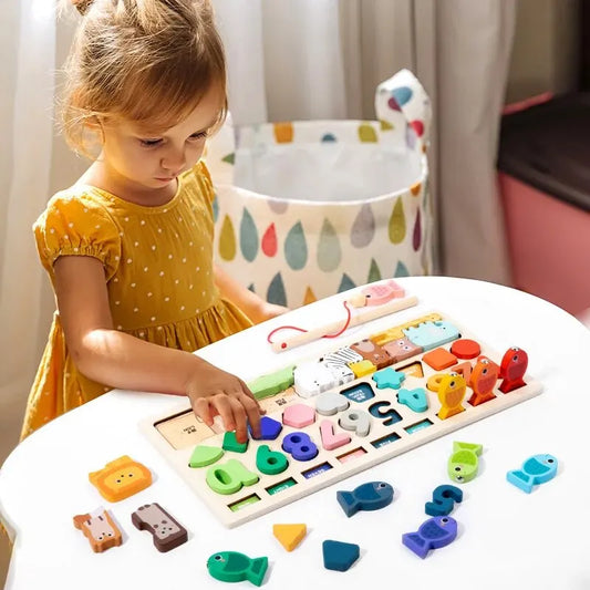Magnetic Fishing Toy – Montessori Wooden Learning Board for Kids