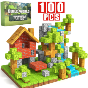 🌟 Magnetic World Building Blocks Set – 100pcs Toy for Kids Ages 3-10+ 🌟